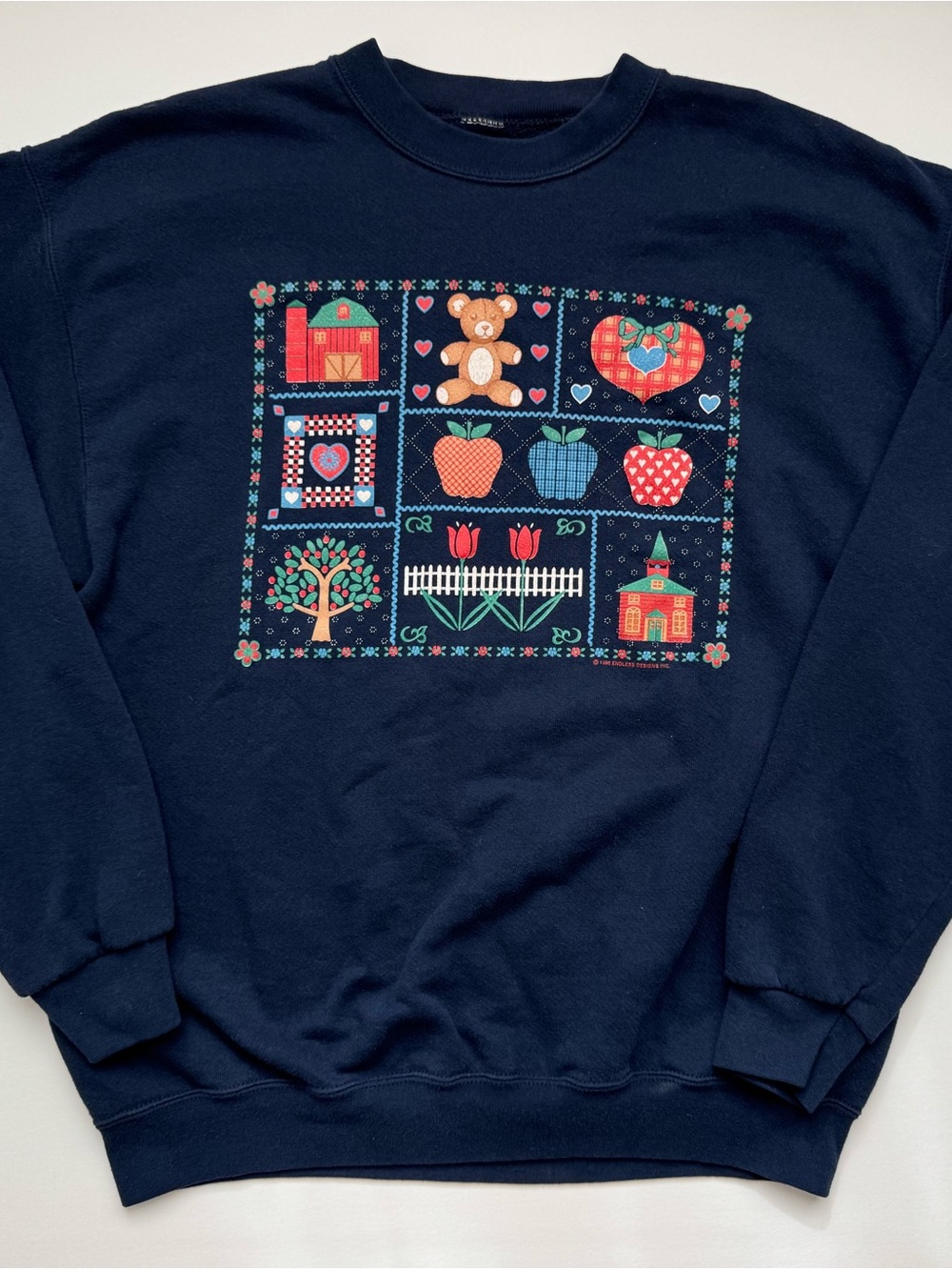 Vintage 90s Cottagecore Country Kitschy Art Americana Crewneck Sweatshirt